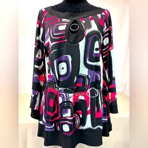 Retro Top/Tunic sz L w/Belt